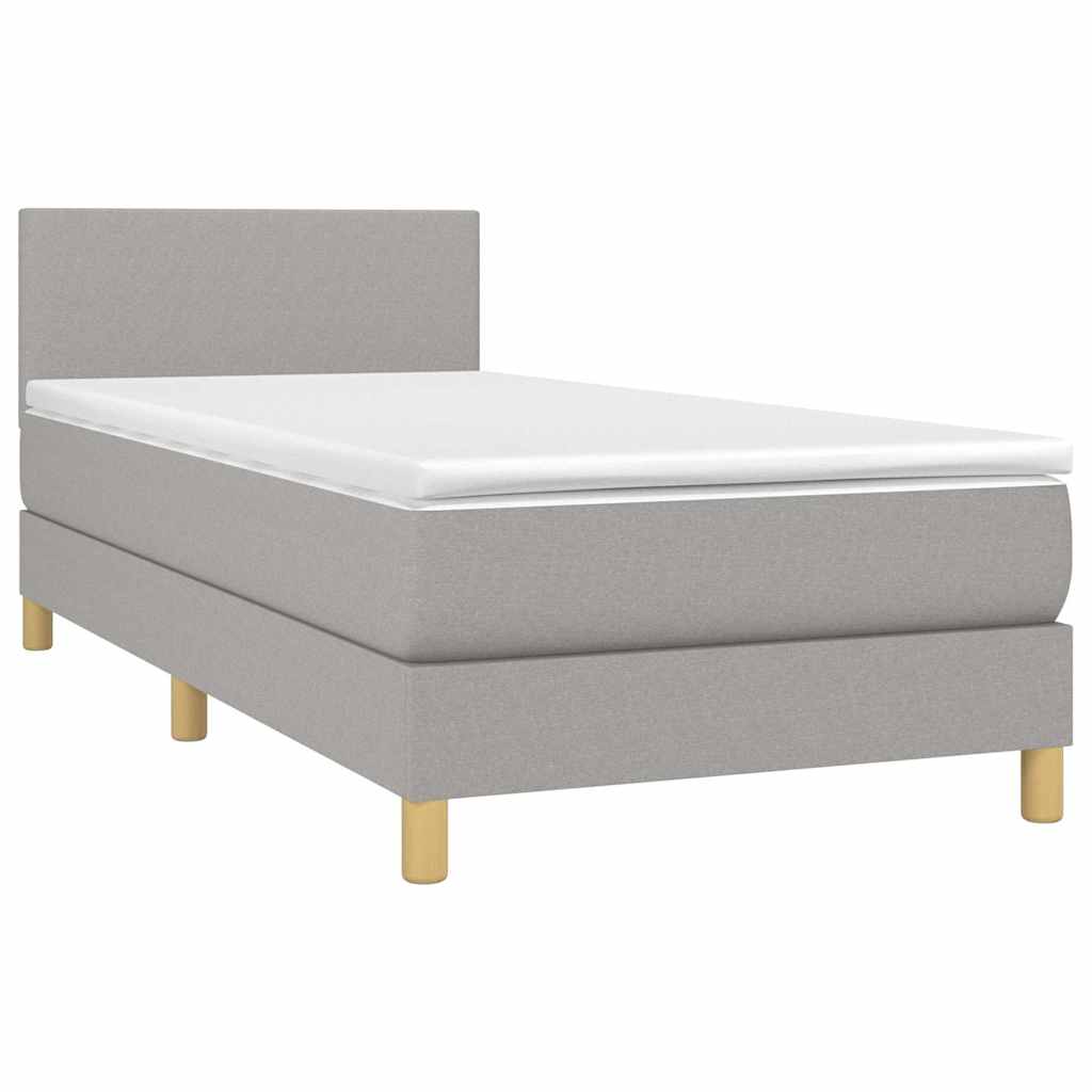 Sommier à lattes de lit avec matelas et LED Gris clair 90x200cm