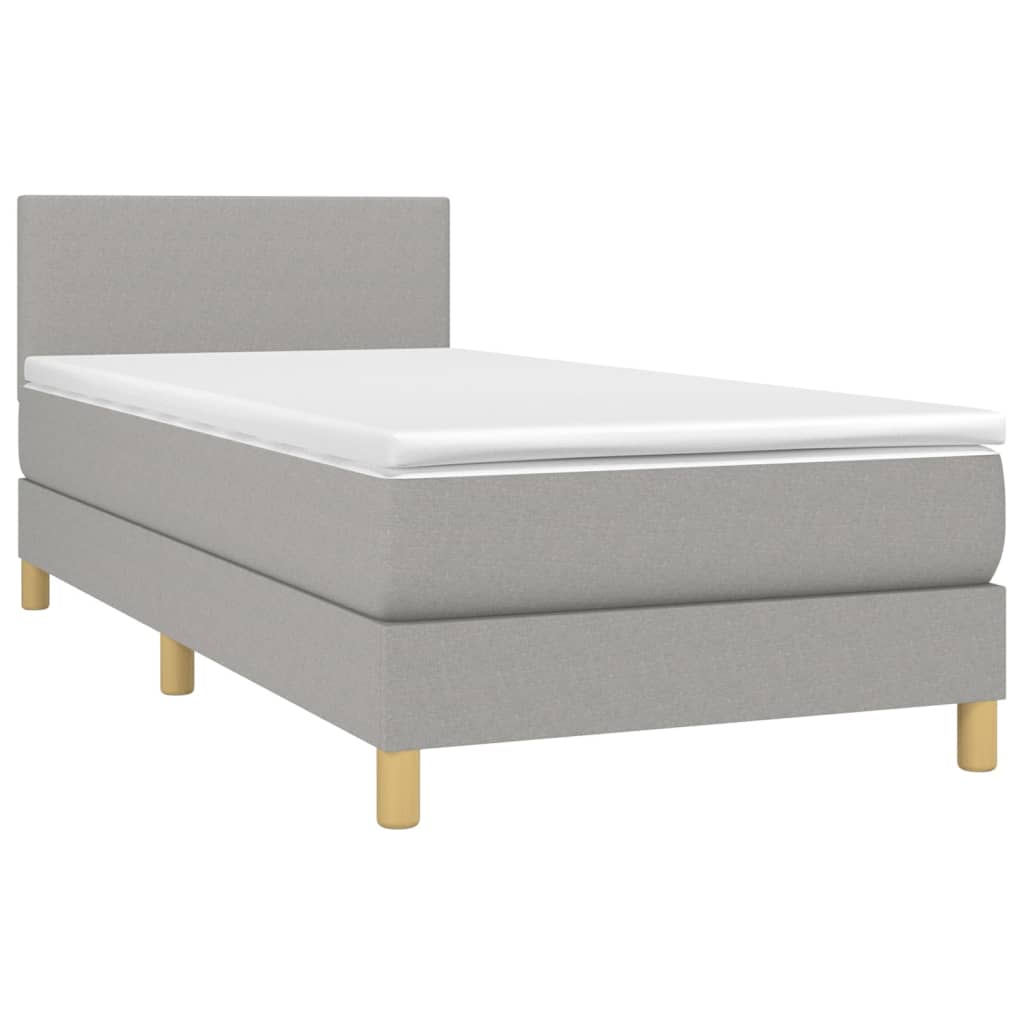 Sommier à lattes de lit matelas LED Gris clair 100x200 cm Tissu - XIOS
