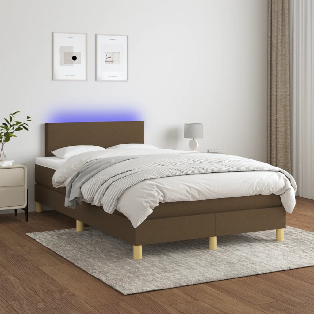 Sommier à lattes de lit matelas et LED Marron foncé 120x200 cm - XIOS
