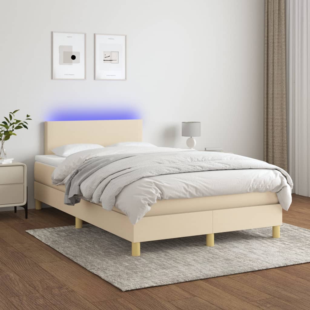 Sommier à lattes de lit avec matelas LED Crème 120x200 cm Tissu - XIOS