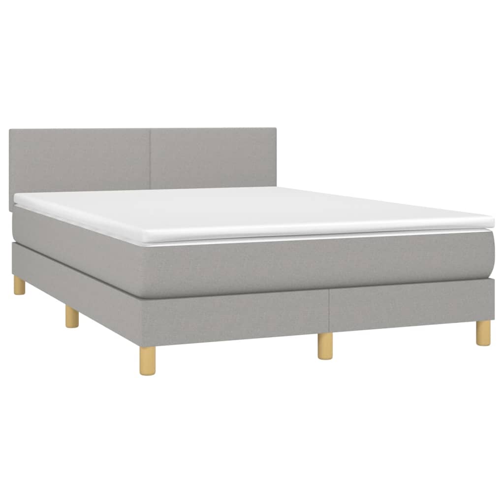 Sommier à lattes de lit et matelas et LED Gris clair 140x190 cm - XIOS