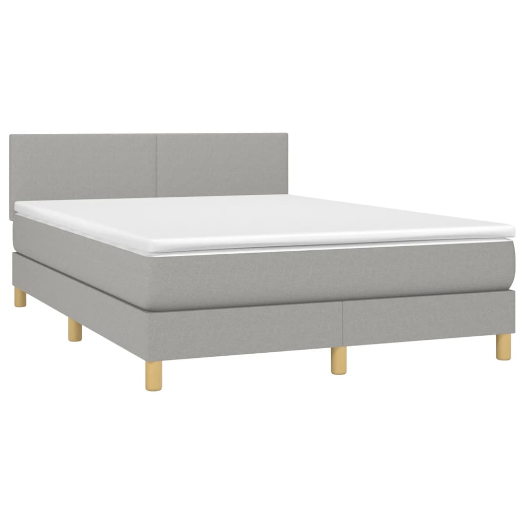 Sommier à lattes de lit et matelas et LED Gris clair 140x200 cm - XIOS
