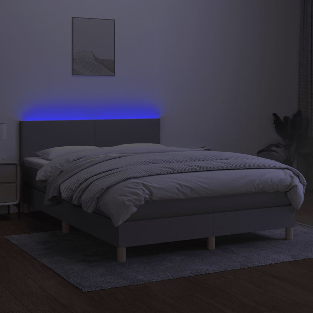 Sommier à lattes de lit et matelas et LED Gris clair 140x200 cm - XIOS