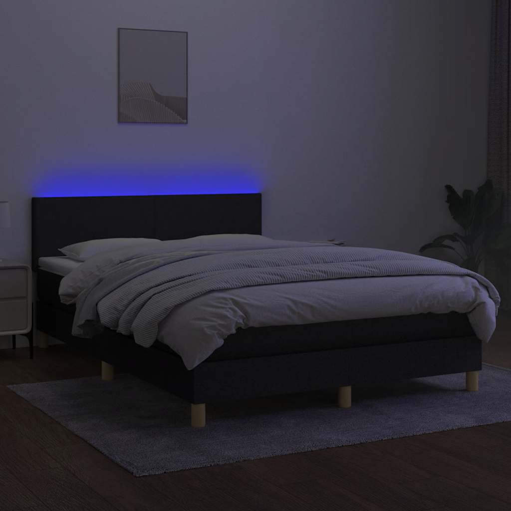 Sommier à lattes de lit avec matelas LED Noir 140x200 cm Tissu - XIOS
