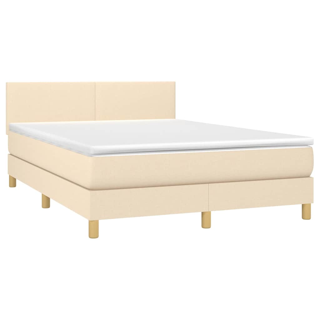 Sommier à lattes de lit avec matelas LED Crème 140x200 cm Tissu