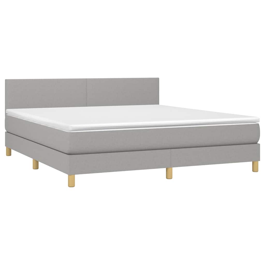 Sommier à lattes de lit et matelas et LED Gris clair 180x200 cm
