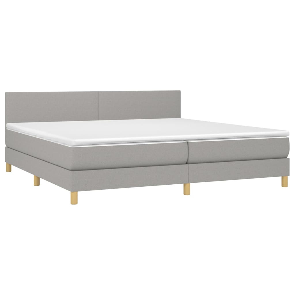 Sommier à lattes de lit matelas LED Gris clair 200x200 cm Tissu - XIOS