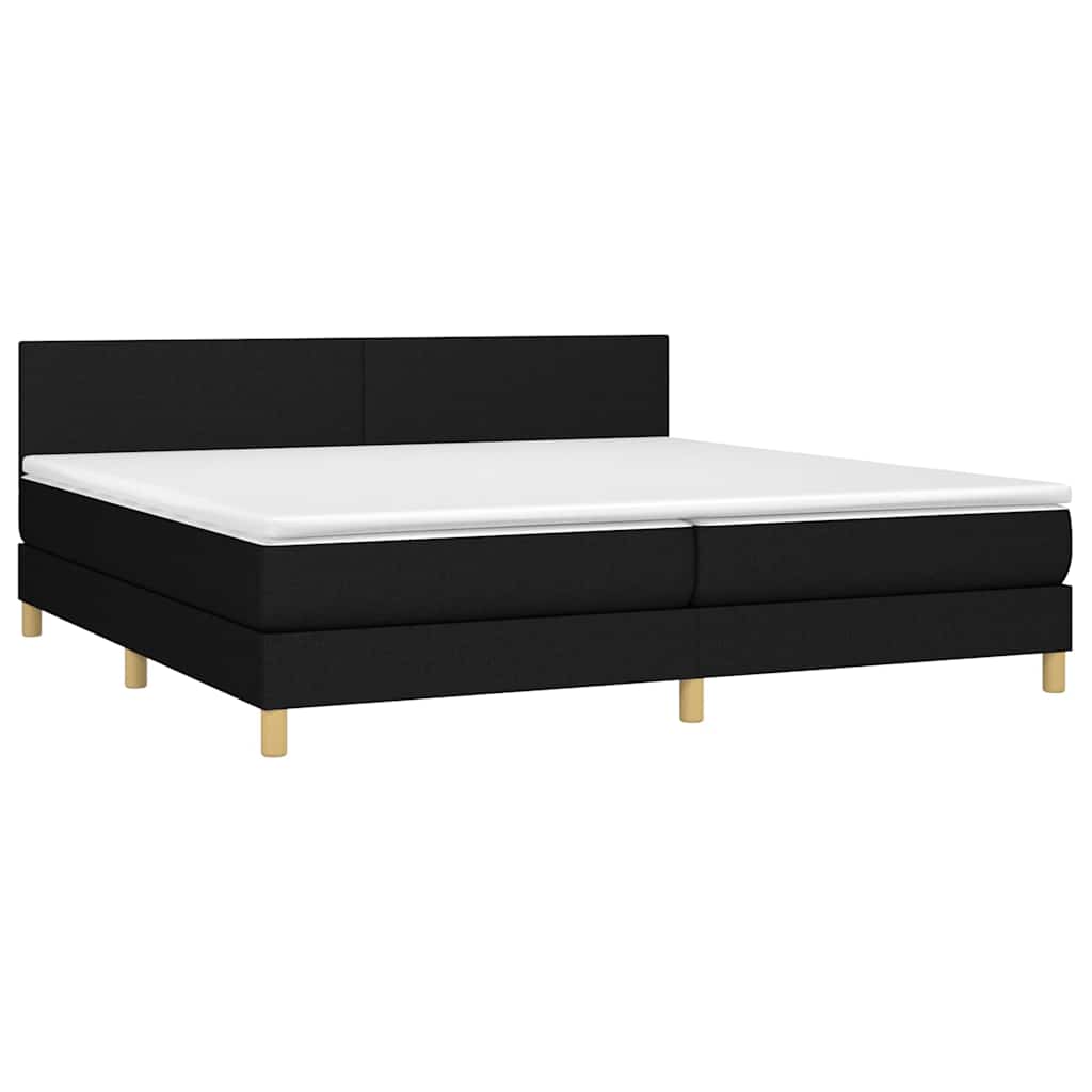 Sommier à lattes de lit et matelas et LED Noir 200x200 cm Tissu - XIOS