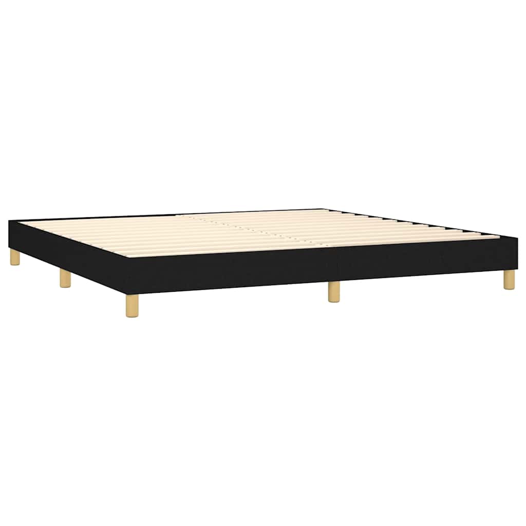 Sommier à lattes de lit et matelas et LED Noir 200x200 cm Tissu - XIOS