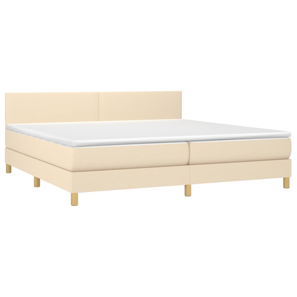 Sommier à lattes de lit et matelas et LED Crème 200x200cm Tissu - XIOS