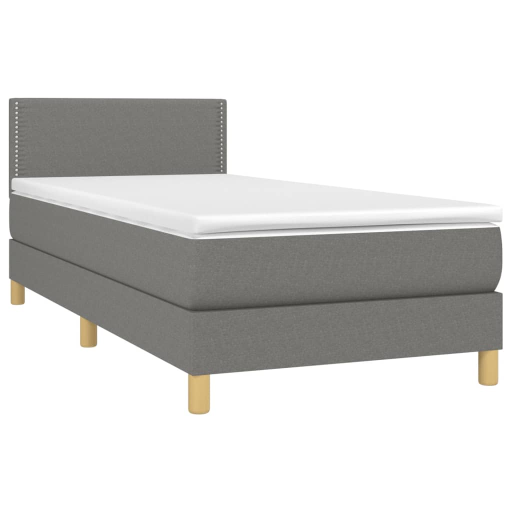 Sommier à lattes de lit avec matelas et LED Gris foncé 90x200cm - XIOS