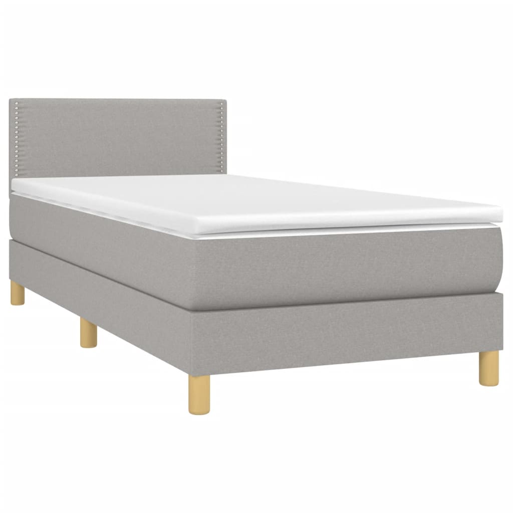 Sommier à lattes de lit matelas LED Gris clair 100x200 cm Tissu - XIOS