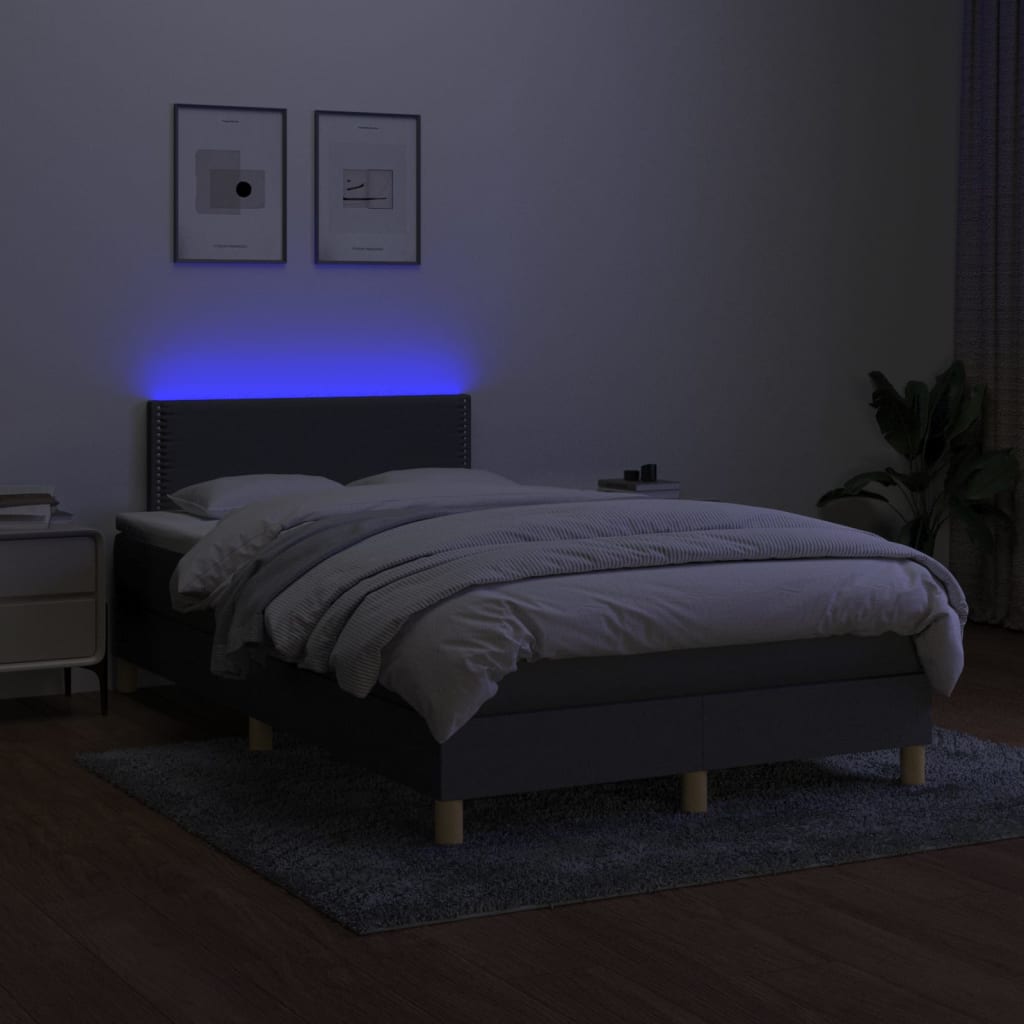 Sommier à lattes de lit et matelas et LED Gris foncé 120x200 cm - XIOS