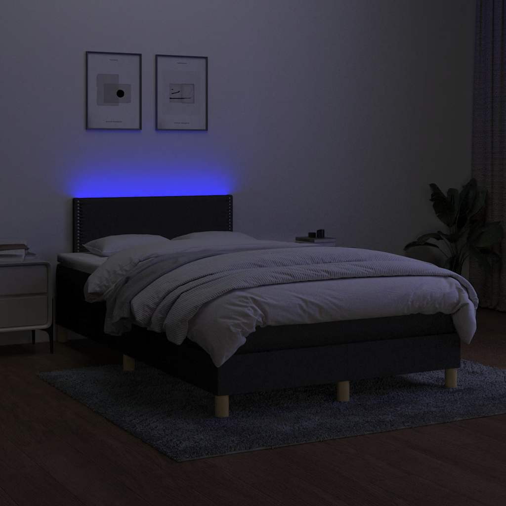 Sommier à lattes de lit avec matelas LED Noir 120x200 cm Tissu - XIOS