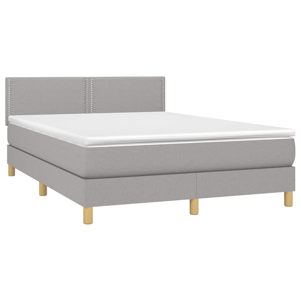 Sommier à lattes de lit et matelas et LED Gris clair 140x190 cm