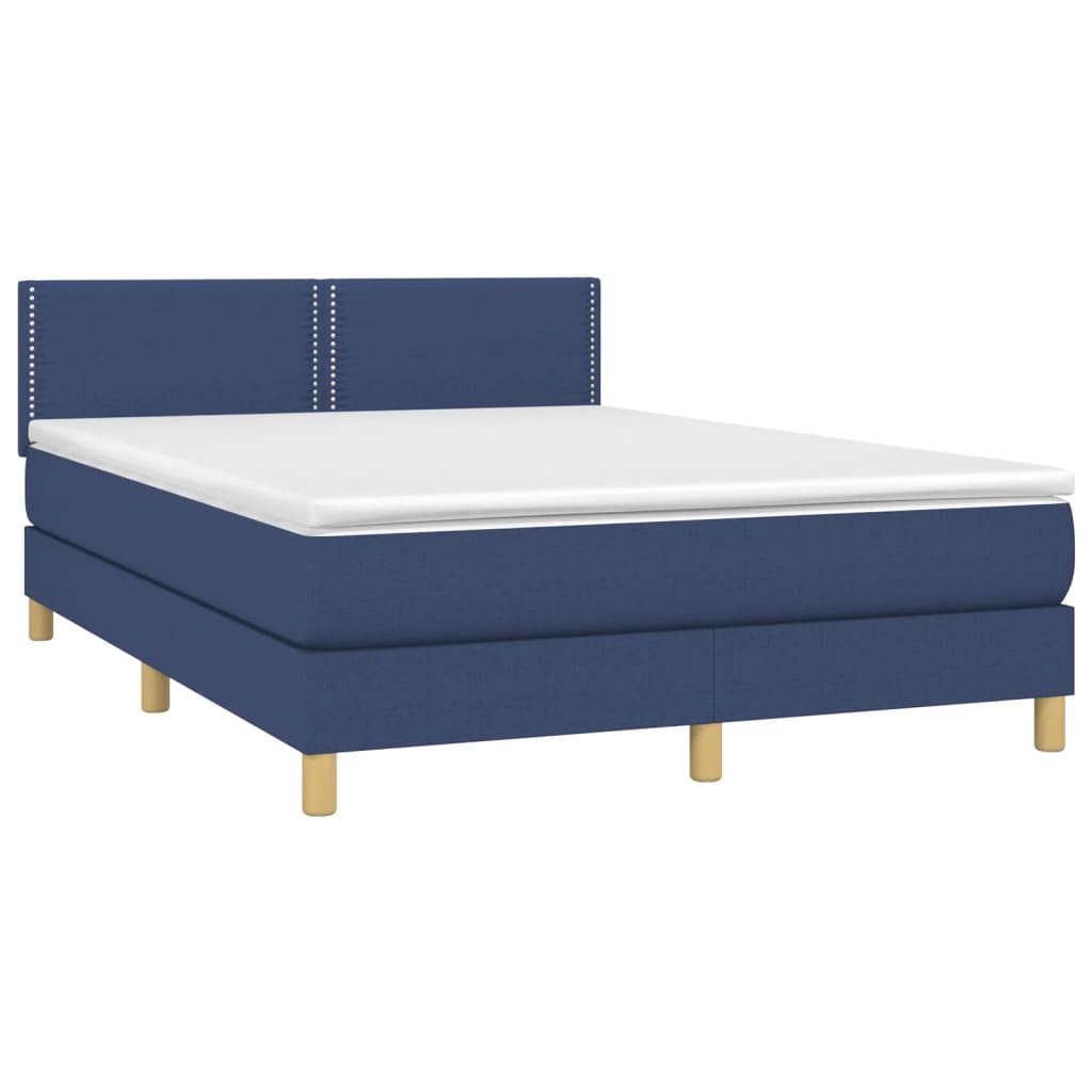 Sommier à lattes de lit avec matelas LED Bleu 140x200 cm Tissu - XIOS