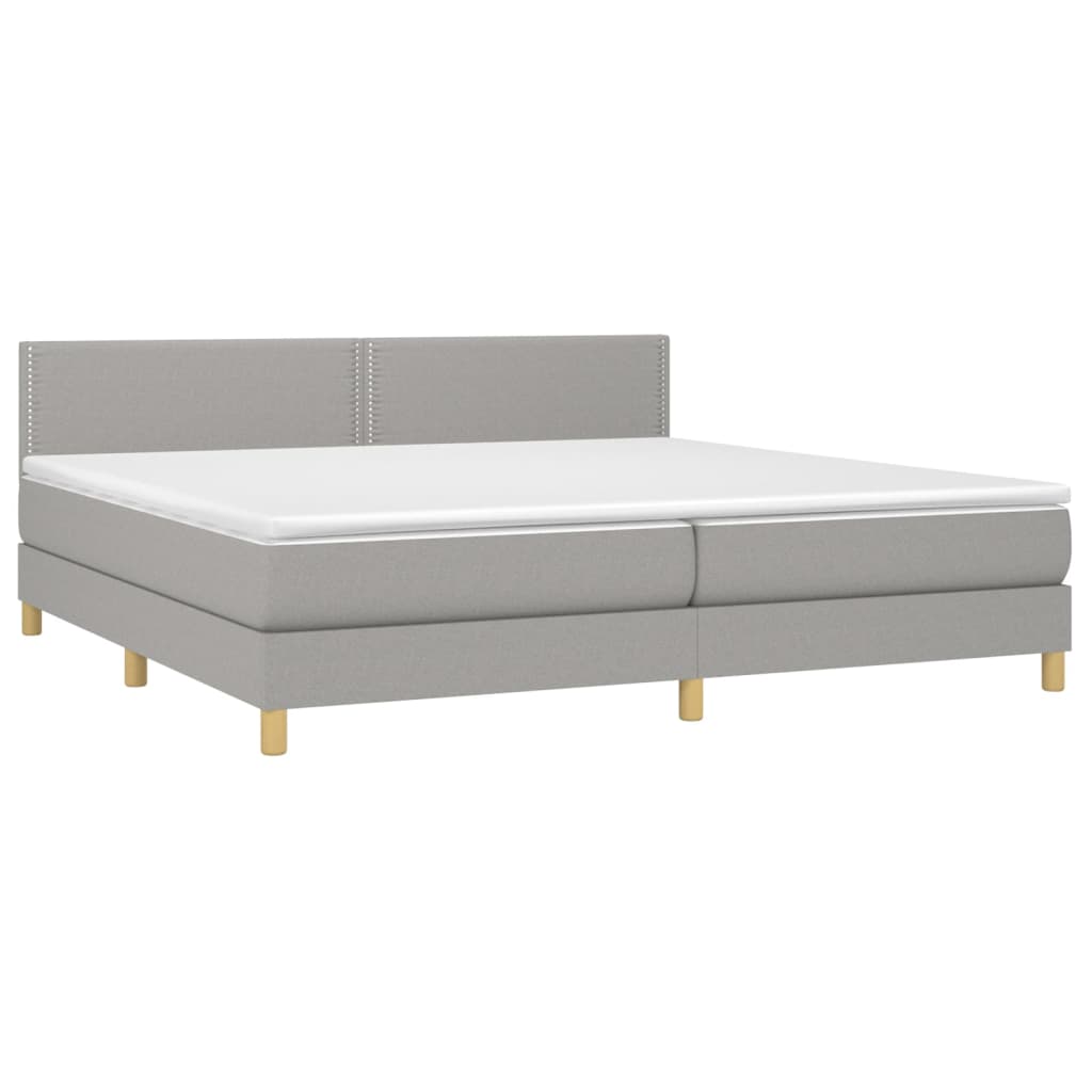 Sommier à lattes de lit matelas LED Gris clair 200x200 cm Tissu - XIOS