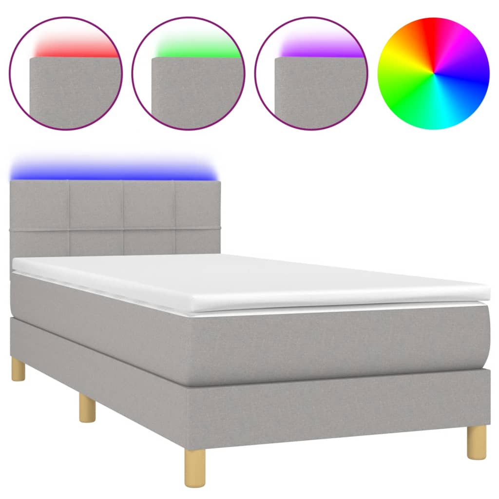 Sommier à lattes de lit avec matelas et LED Gris clair 80x200cm - XIOS