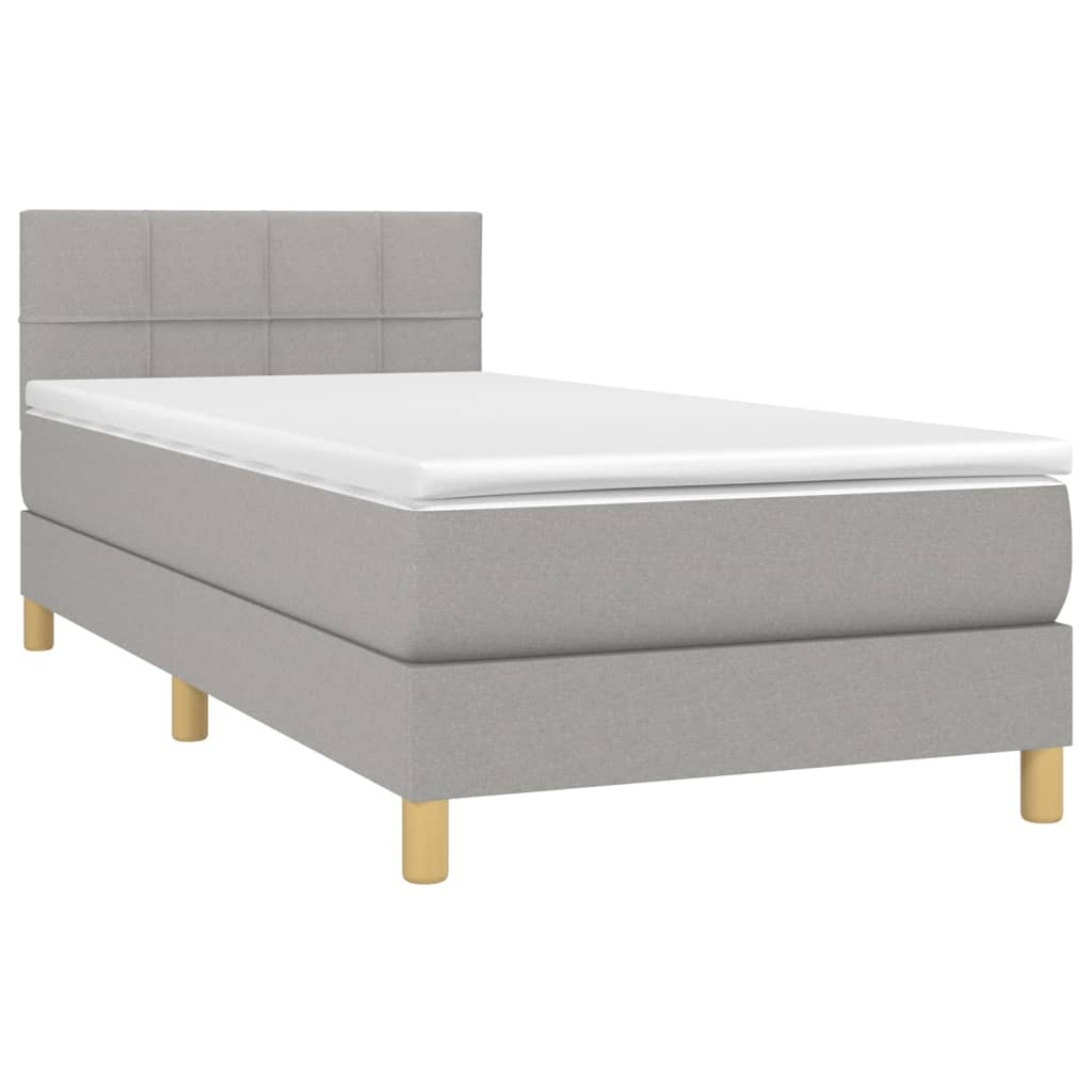 Sommier à lattes de lit matelas LED Gris clair 100x200 cm Tissu - XIOS