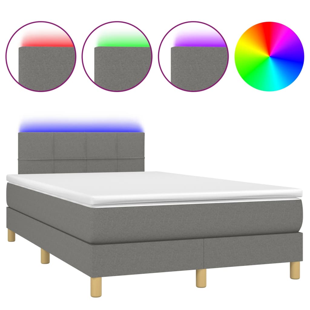 Sommier à lattes de lit et matelas et LED Gris foncé 120x200 cm - XIOS