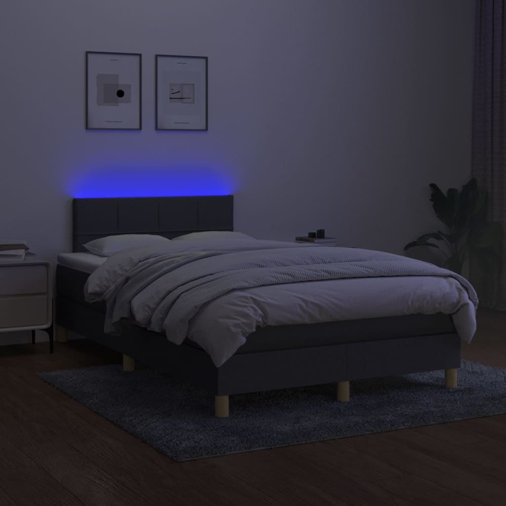 Sommier à lattes de lit et matelas et LED Gris foncé 120x200 cm - XIOS