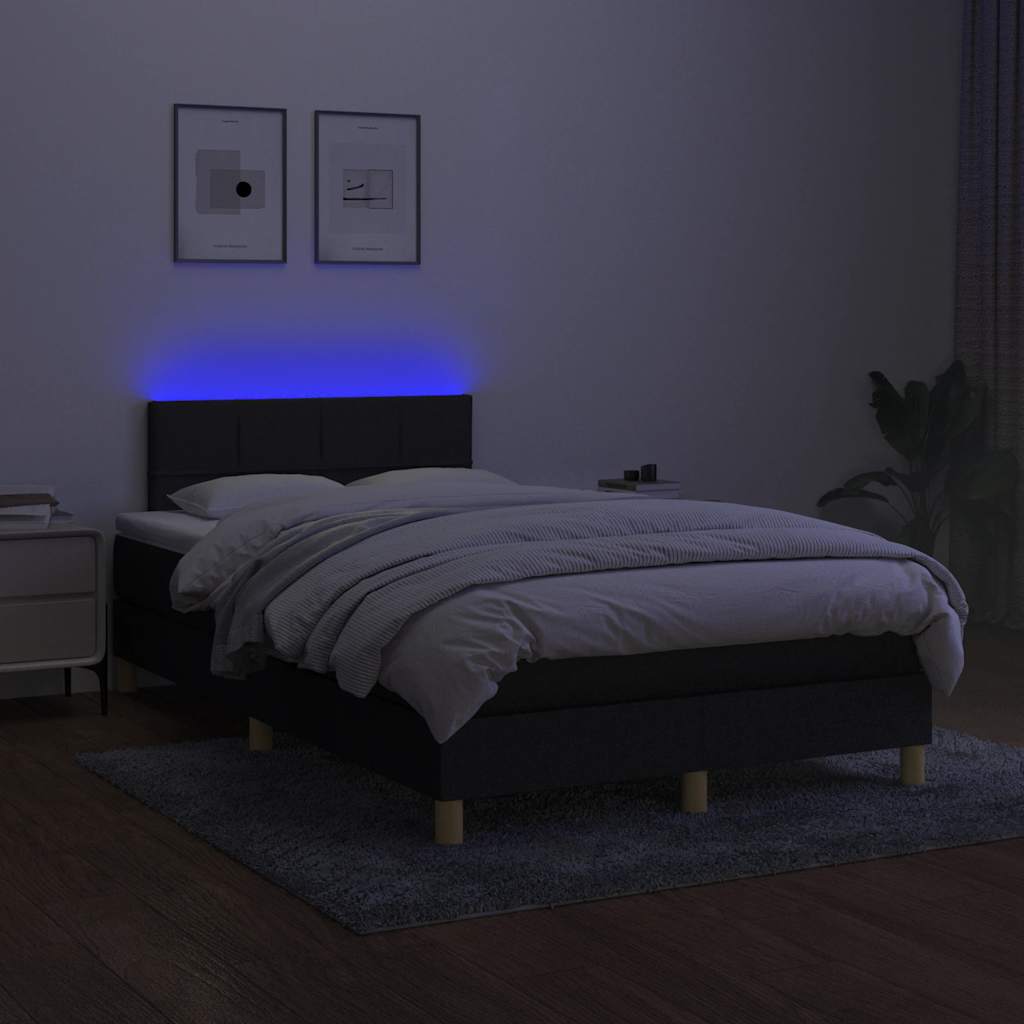 Sommier à lattes de lit avec matelas LED Noir 120x200 cm Tissu - XIOS