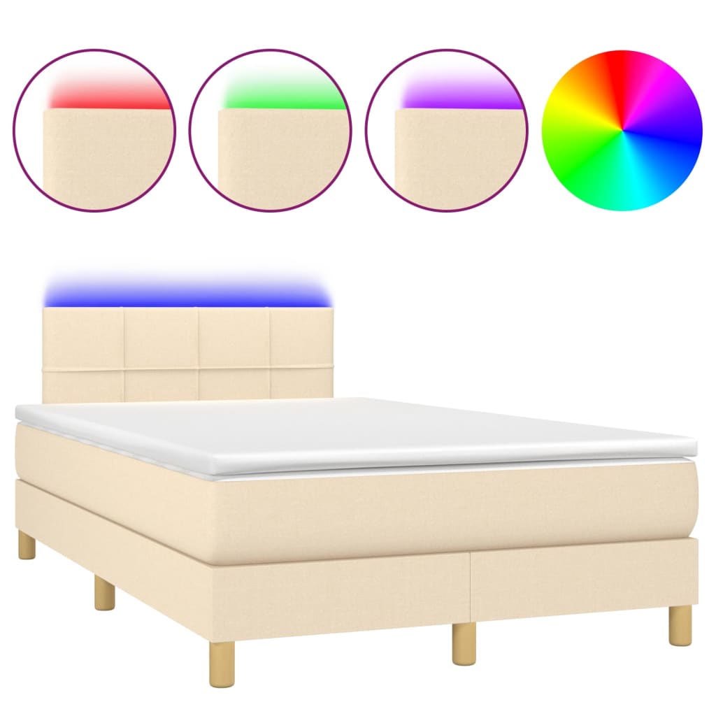 Sommier à lattes de lit avec matelas LED Crème 120x200 cm Tissu - XIOS