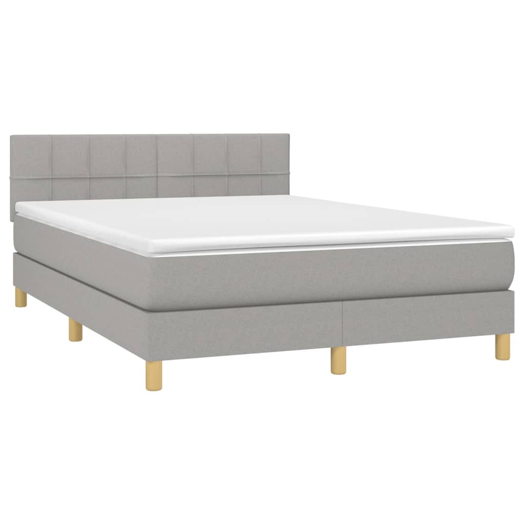 Sommier à lattes de lit et matelas et LED Gris clair 140x200 cm - XIOS