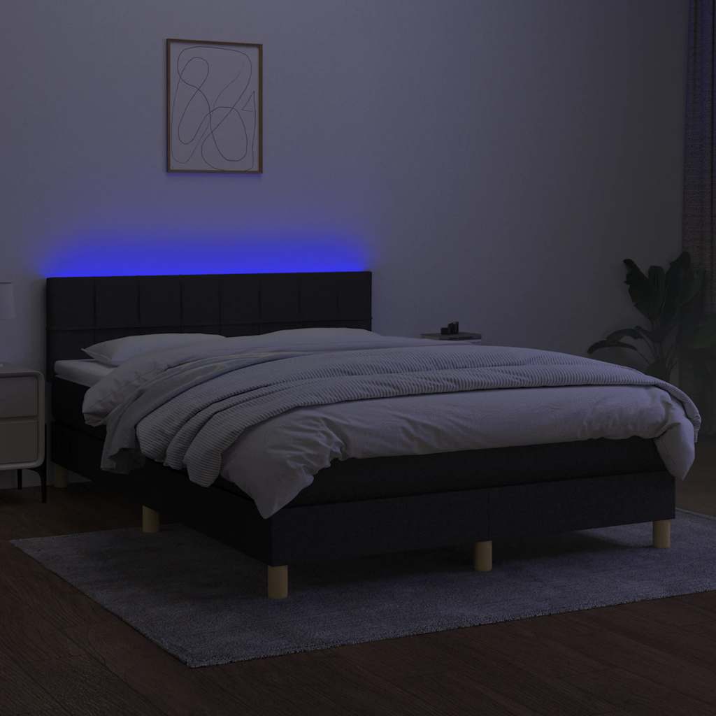 Sommier à lattes de lit avec matelas LED Noir 140x200 cm Tissu - XIOS
