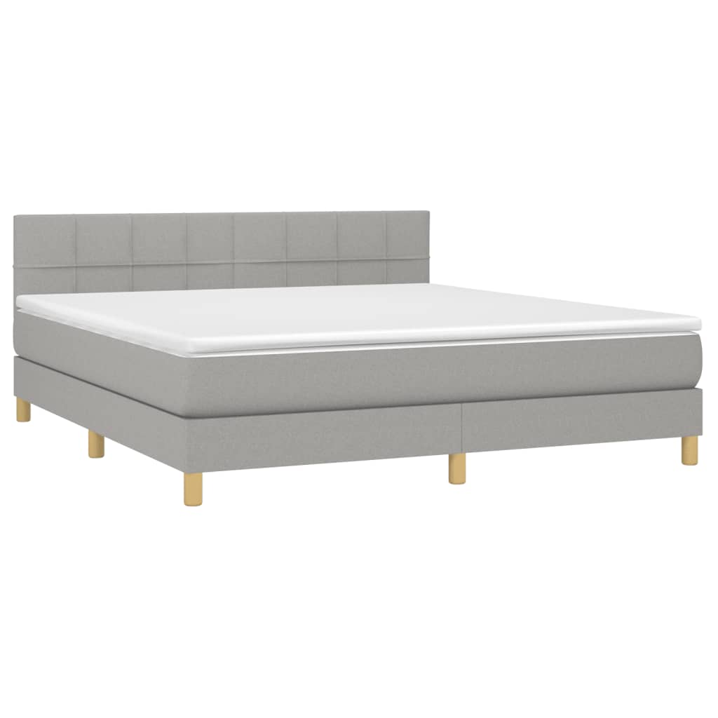 Sommier à lattes de lit et matelas et LED Gris clair 180x200 cm