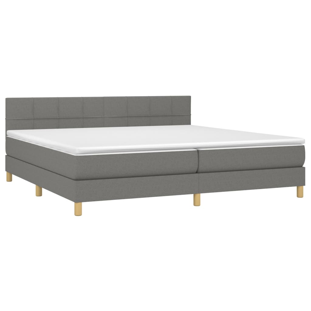 Sommier à lattes de lit et matelas et LED Gris foncé 200x200 cm - XIOS