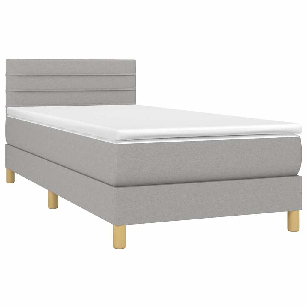 Sommier à lattes de lit avec matelas et LED Gris clair 90x200cm