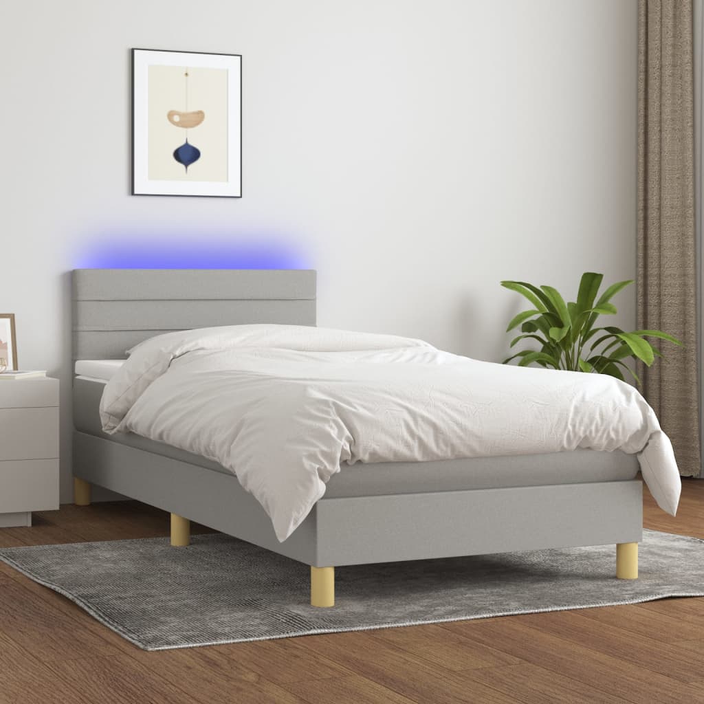 Sommier à lattes de lit avec matelas et LED Gris clair 90x200cm - XIOS