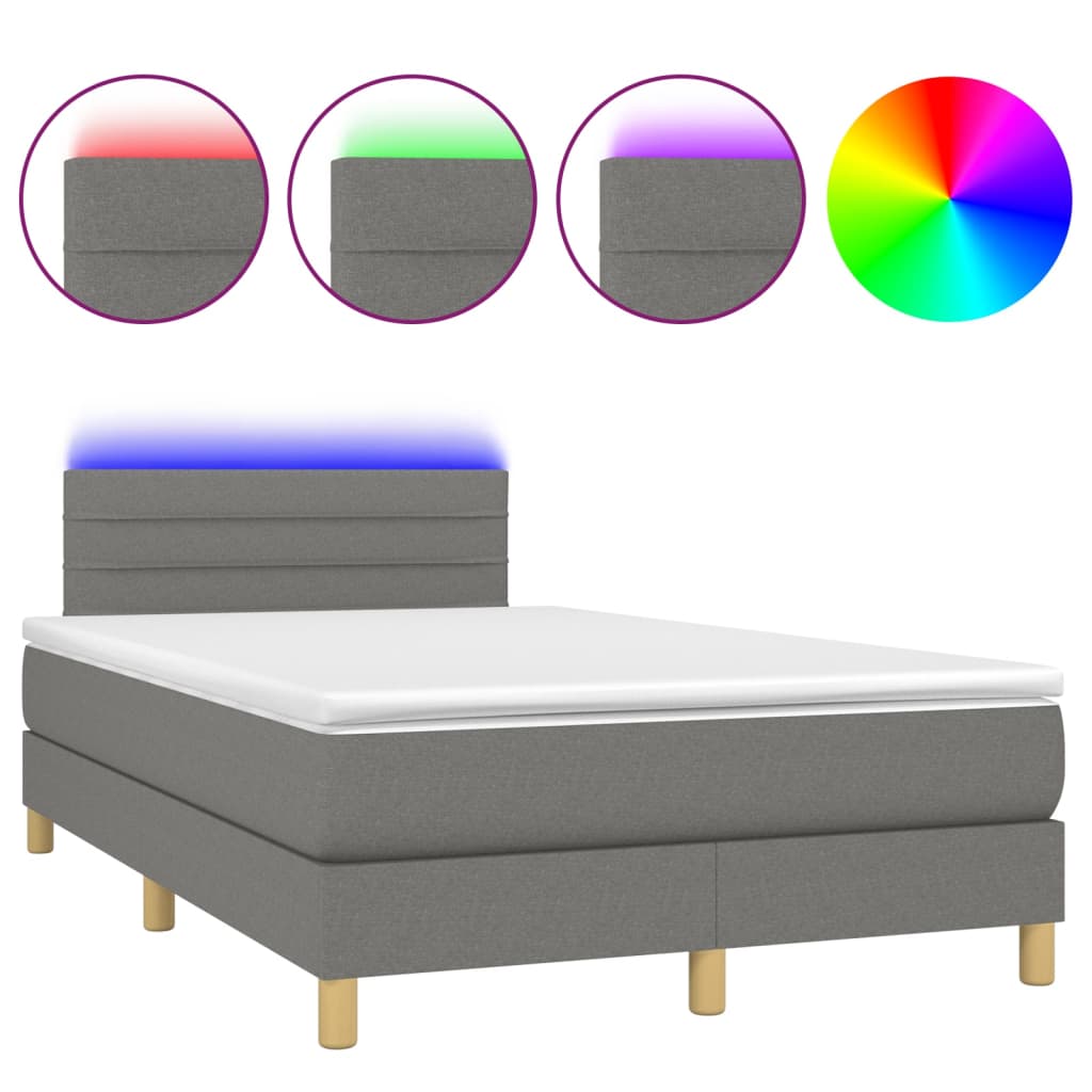 Sommier à lattes de lit et matelas et LED Gris foncé 120x200 cm - XIOS