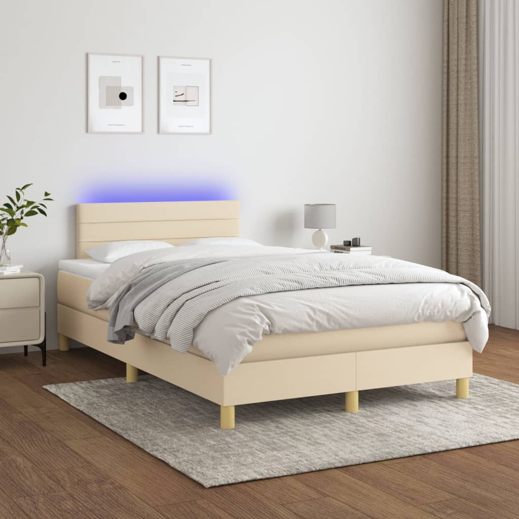 Sommier à lattes de lit avec matelas LED Crème 120x200 cm Tissu - XIOS