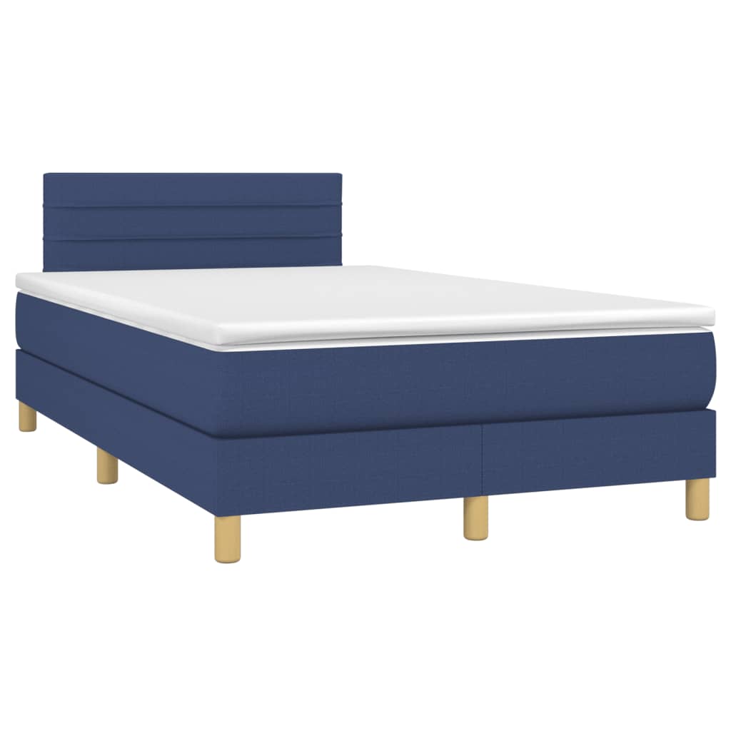 Sommier à lattes de lit avec matelas LED Bleu 120x200 cm Tissu - XIOS