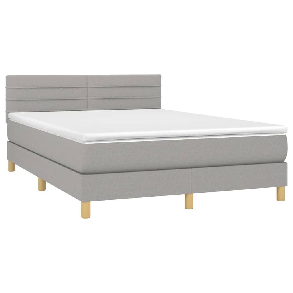 Sommier à lattes de lit et matelas et LED Gris clair 140x190 cm - XIOS