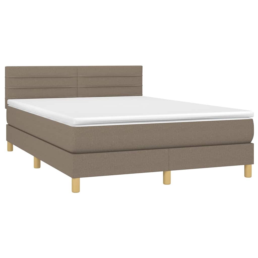 Sommier à lattes de lit avec matelas LED Taupe 140x190 cm Tissu