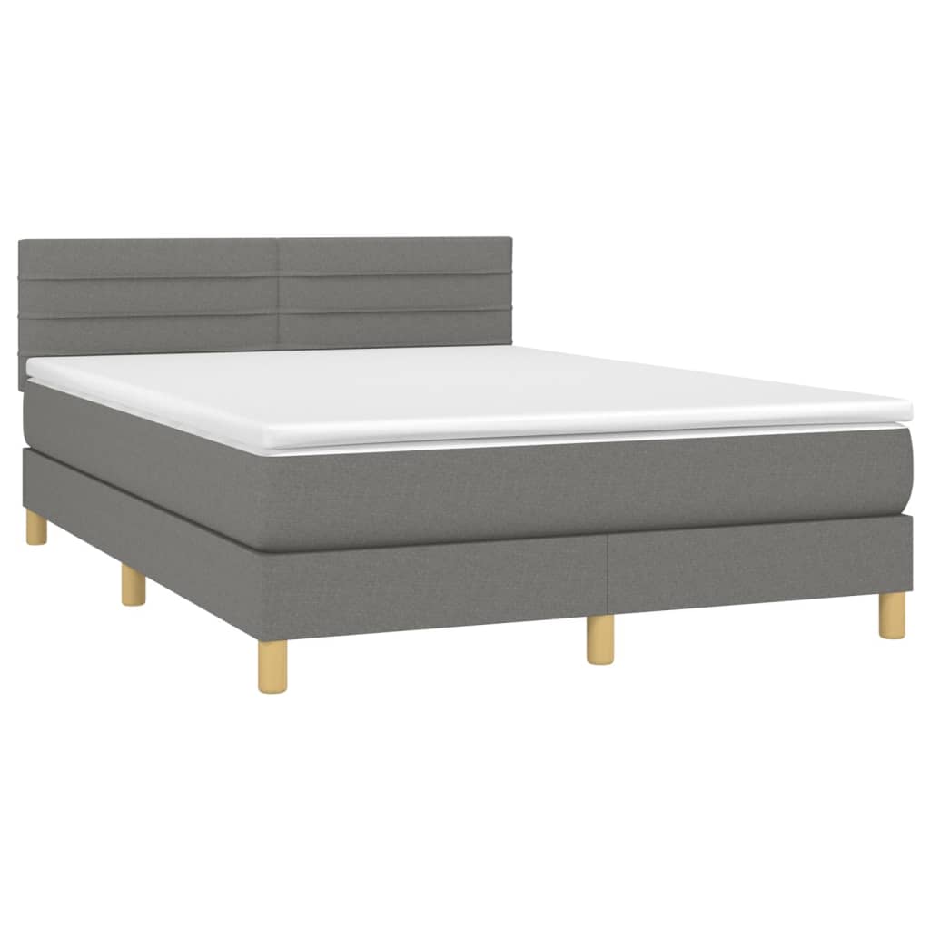 Sommier à lattes de lit et matelas et LED Gris foncé 140x200 cm - XIOS