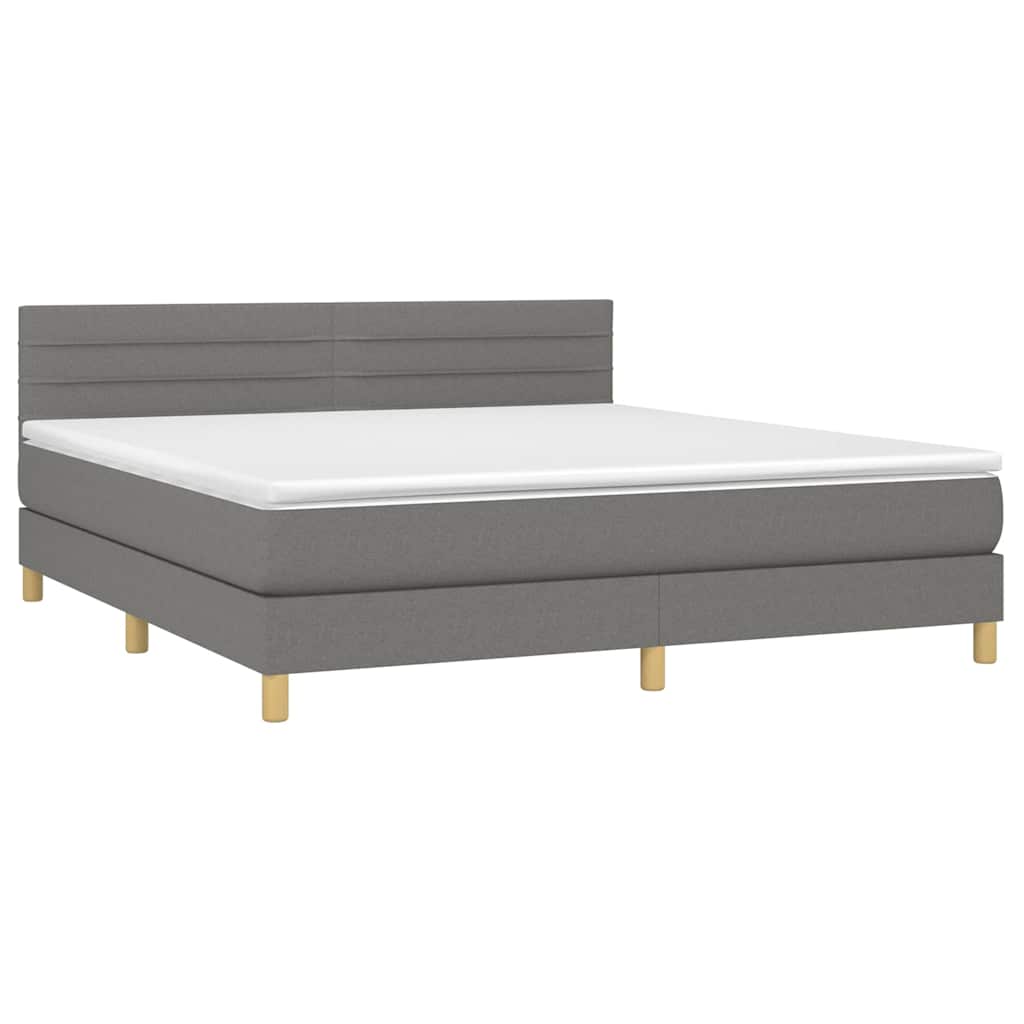 Sommier à lattes de lit et matelas et LED Gris foncé 160x200 cm