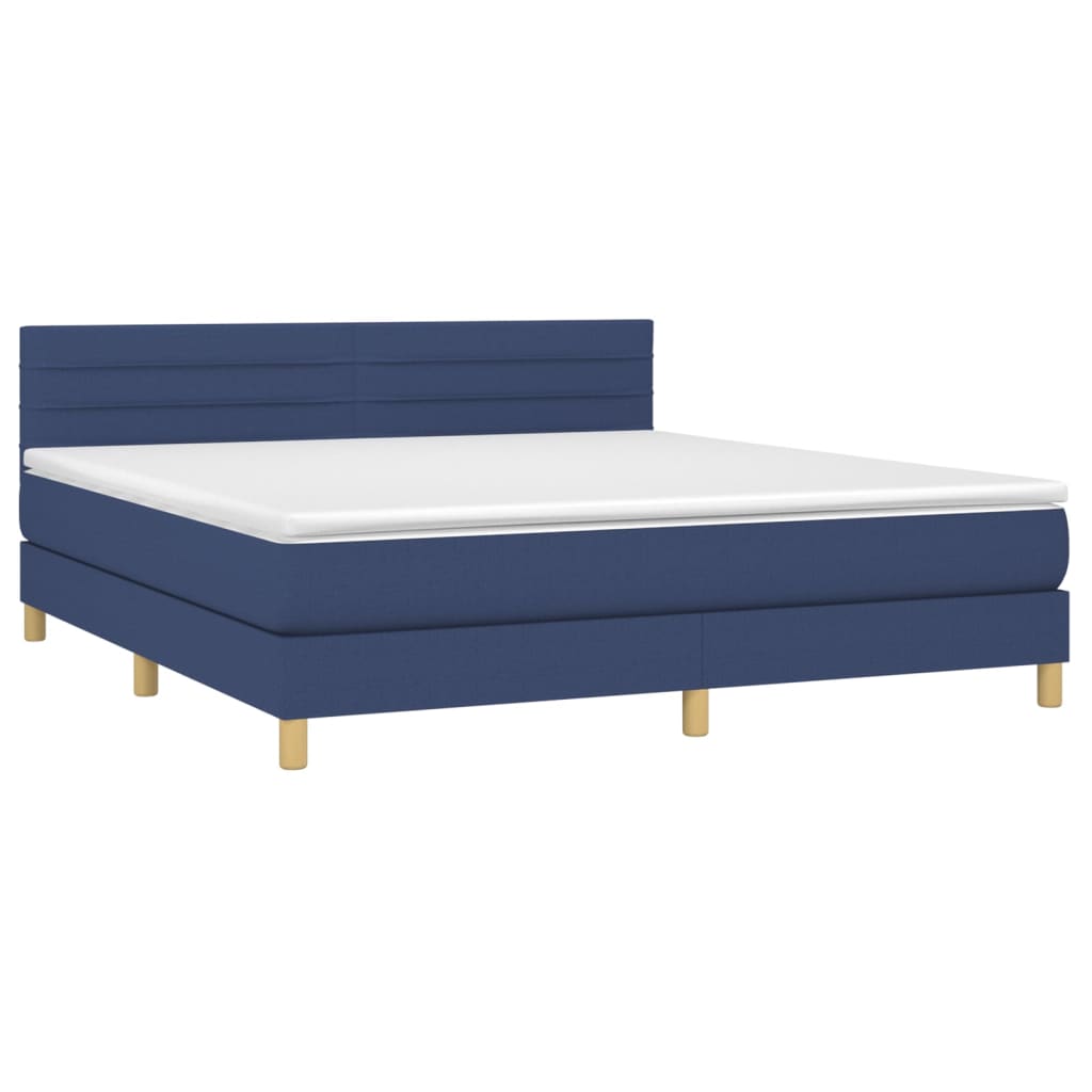 Sommier à lattes de lit avec matelas LED Bleu 160x200 cm Tissu - XIOS