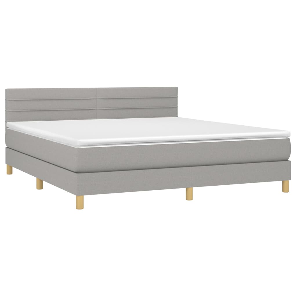 Sommier à lattes de lit et matelas et LED Gris clair 180x200 cm - XIOS