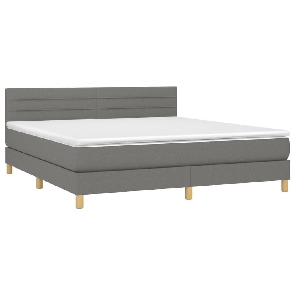 Sommier à lattes de lit et matelas et LED Gris foncé 180x200 cm - XIOS