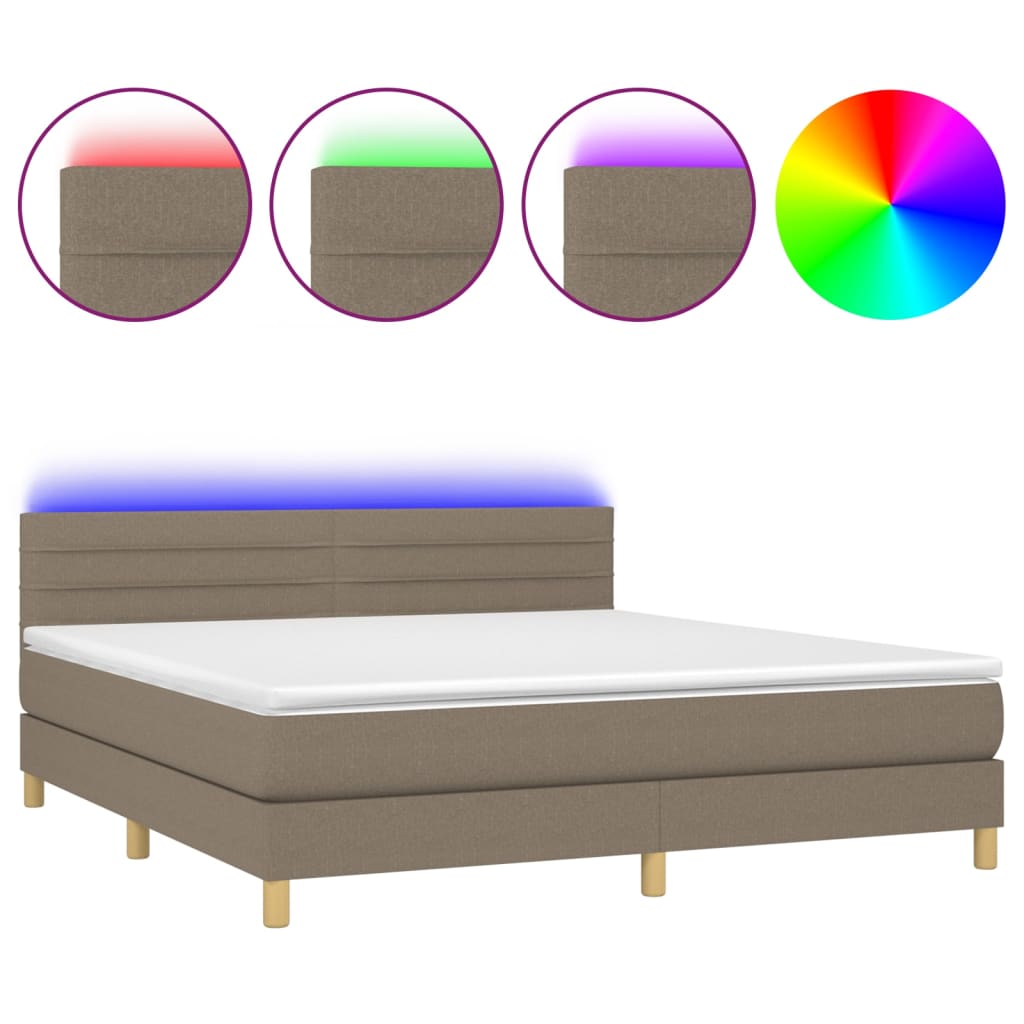 Sommier à lattes de lit avec matelas LED Taupe 180x200 cm Tissu - XIOS
