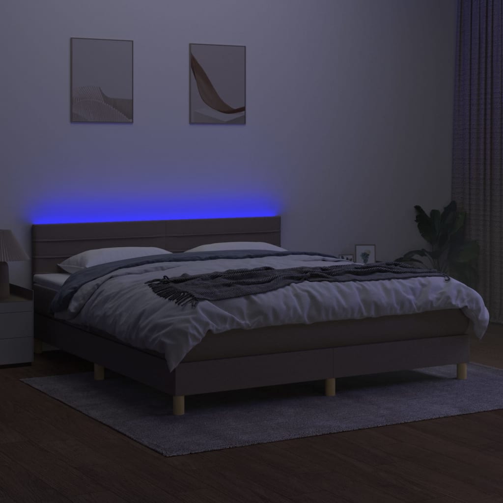 Sommier à lattes de lit avec matelas LED Taupe 180x200 cm Tissu - XIOS