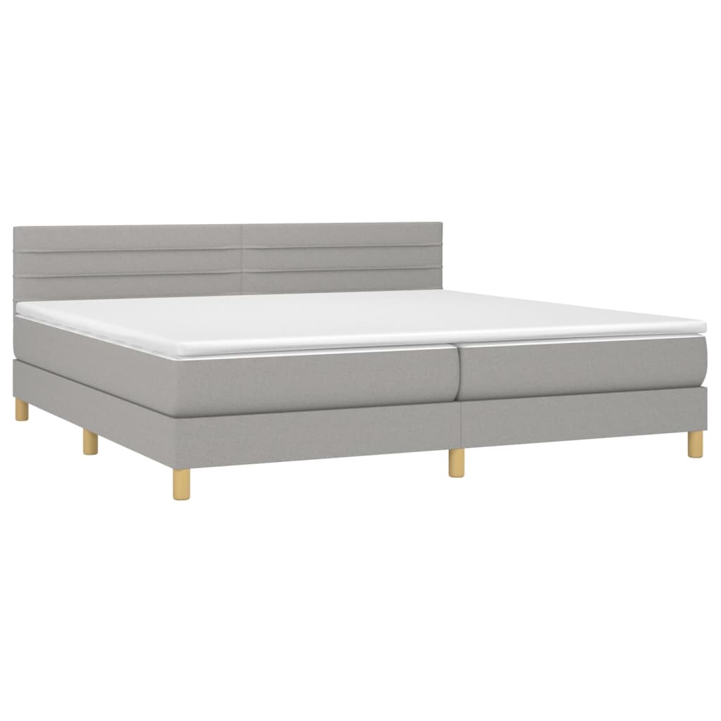 Sommier à lattes de lit matelas LED Gris clair 200x200 cm Tissu - XIOS