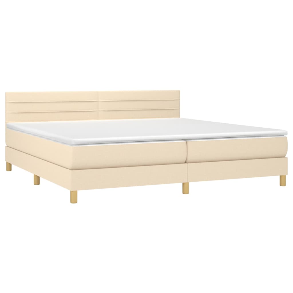 Sommier à lattes de lit et matelas et LED Crème 200x200cm Tissu - XIOS
