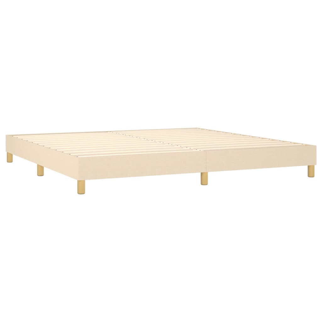 Sommier à lattes de lit et matelas et LED Crème 200x200cm Tissu - XIOS