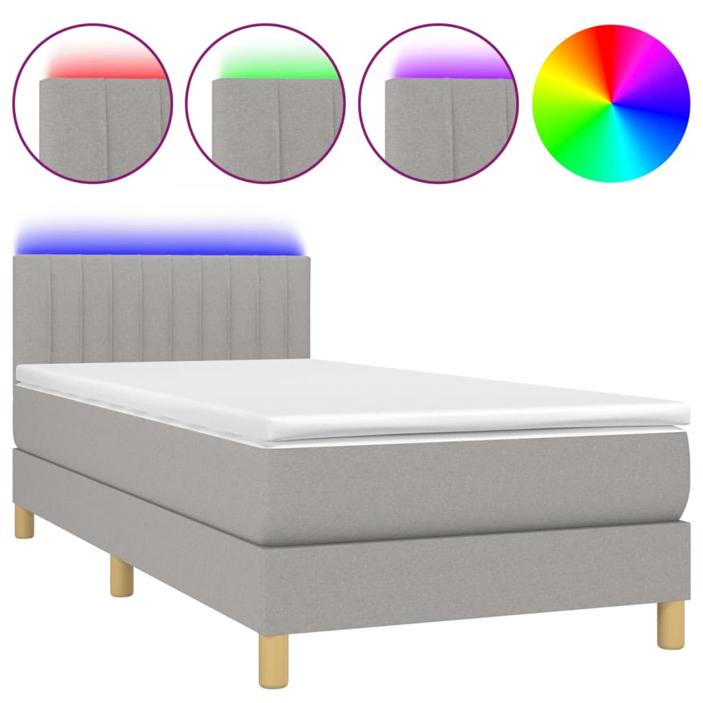 Sommier à lattes de lit avec matelas et LED Gris clair 80x200cm - XIOS