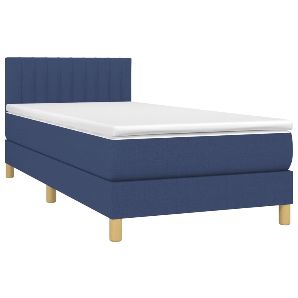 Sommier à lattes de lit avec matelas LED Bleu 100x200 cm Tissu - XIOS